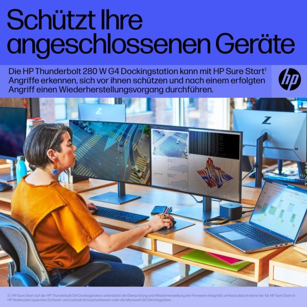 HP Thunderbolt Dockingstation 280W G4 mit Kombinationskabel für Notebooks und mobile Workstation